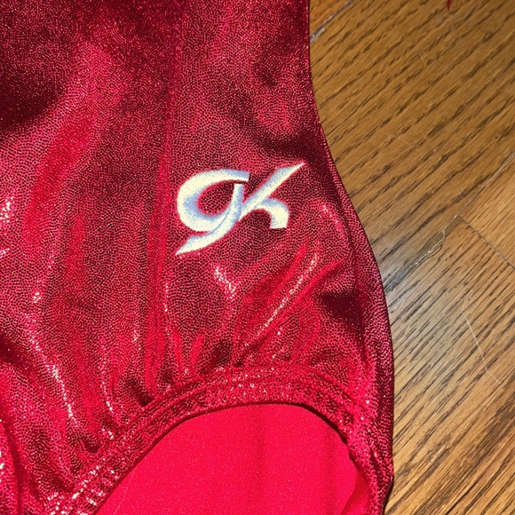 NWT red metallic GK gymnastics tumbling dance leotard size AL - Picture 2 of 7